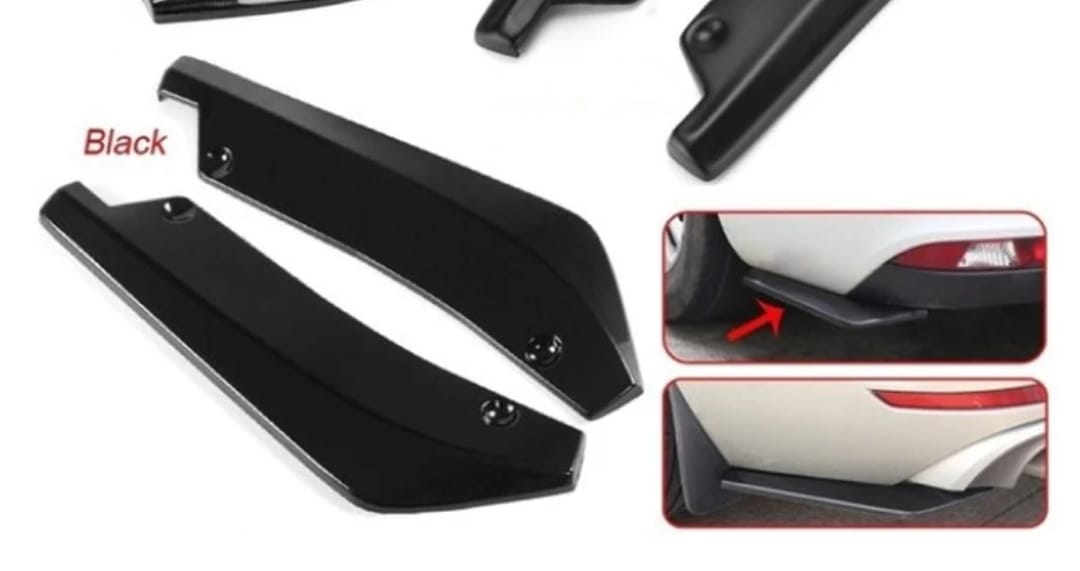 Universal Rear Bumper Splitters in Gloss Black- 44cm