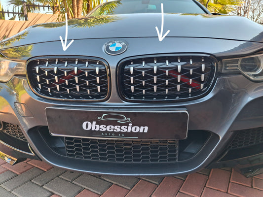 Diamond Kidney Grills Silver Black for 3 series F30