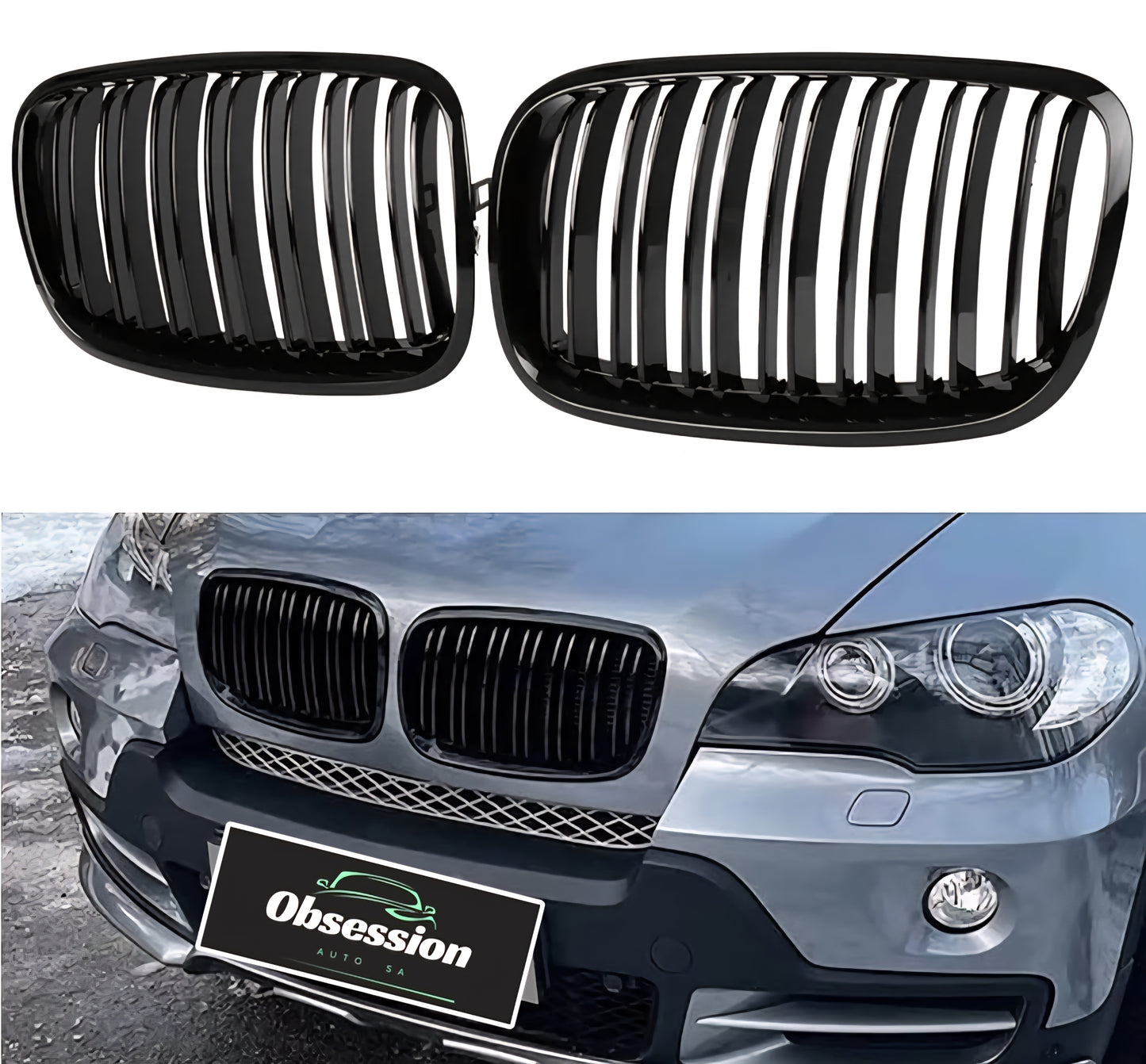 E70 X5 Grills Gloss Black Kidney Double Slat