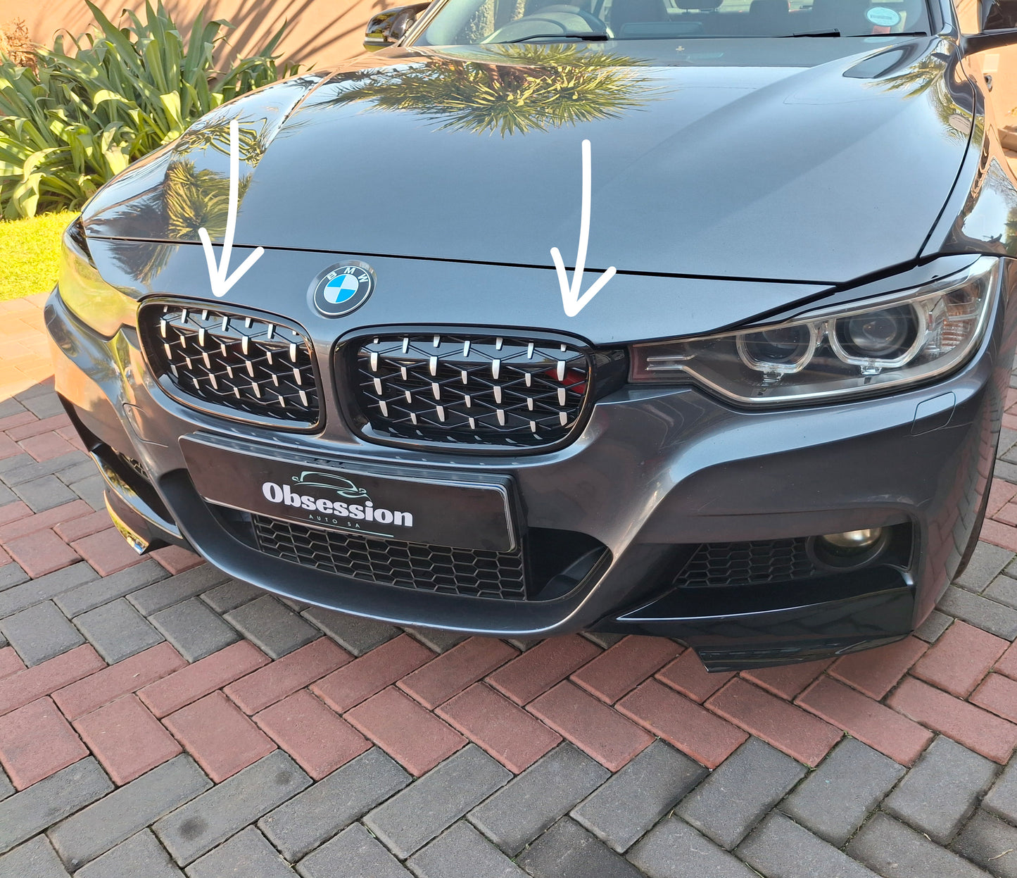 Diamond Kidney Grills Silver Black for 3 series F30