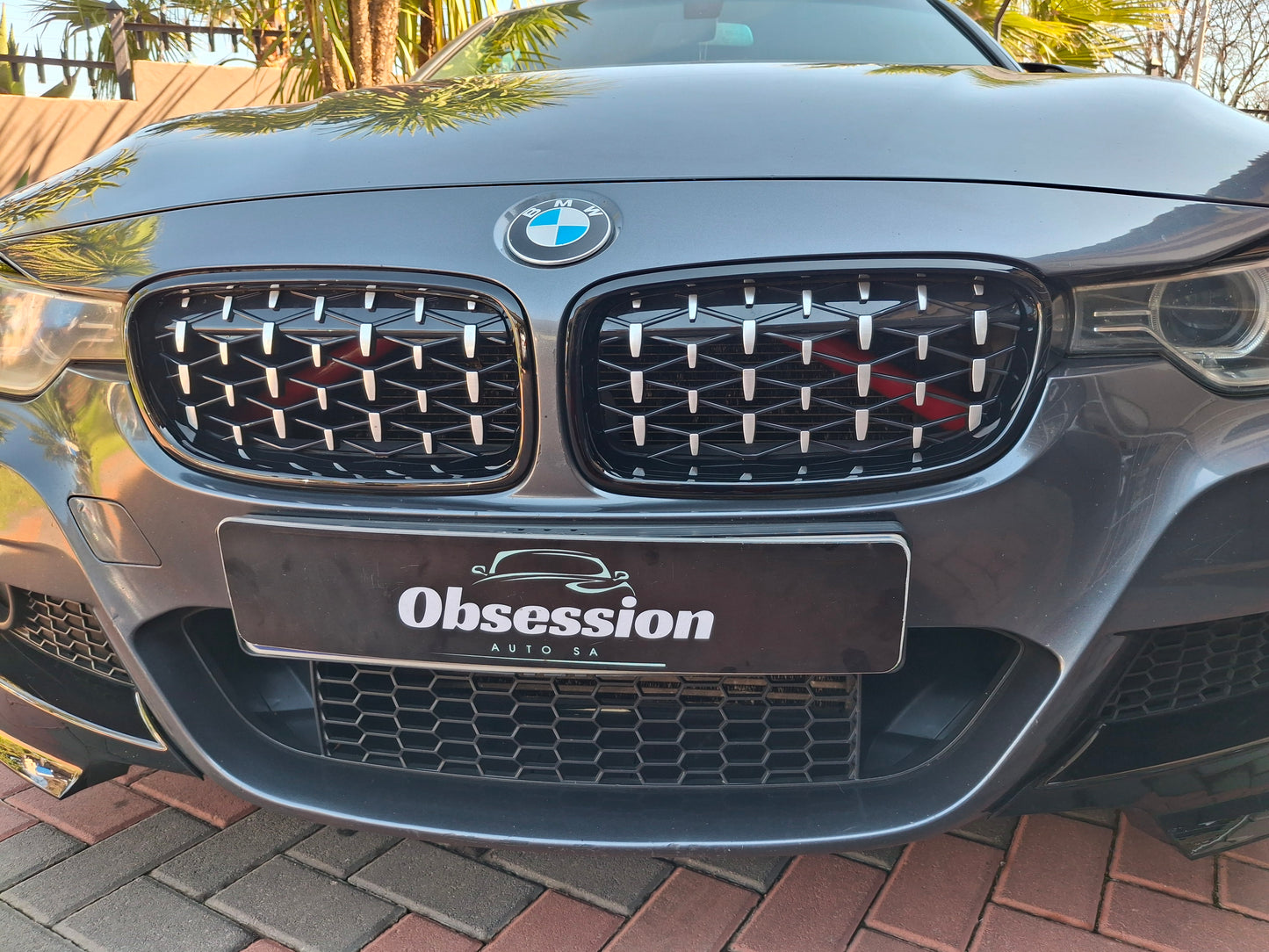 Diamond Kidney Grills Silver Black for 3 series F30